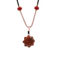 Cord Necklace Gemstone Pendant - Carnelian Sun Face