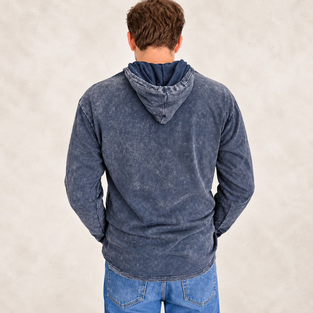 XLarge Stone Washed Hoody Shirt Kangaroo Pocket - Dusty Lavender