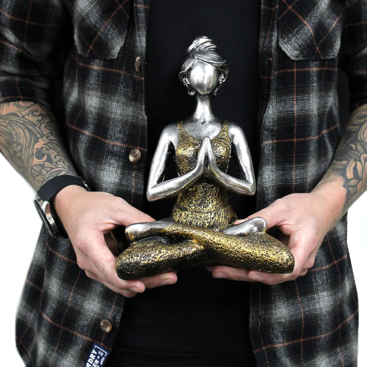 Yoga Lady Figure -  Bronze & Black 24cm