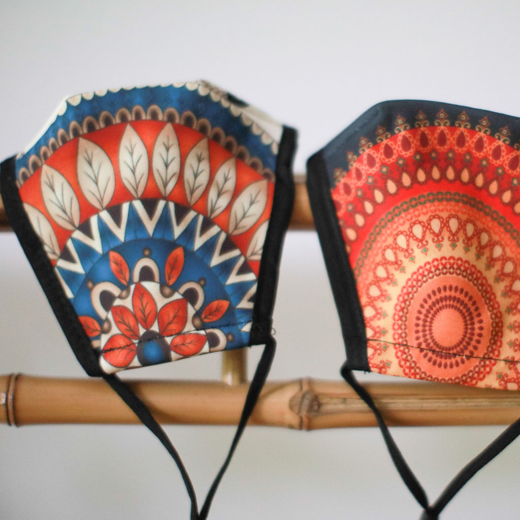 Reusable Fashion Face Mask - Orange Mandala (Adult)