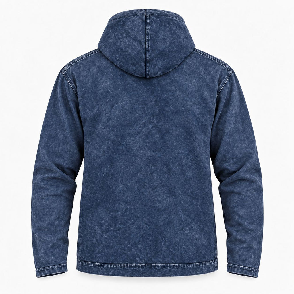 XLarge Stone Washed Hoody Shirt Kangaroo Pocket - Blue Compass of Life