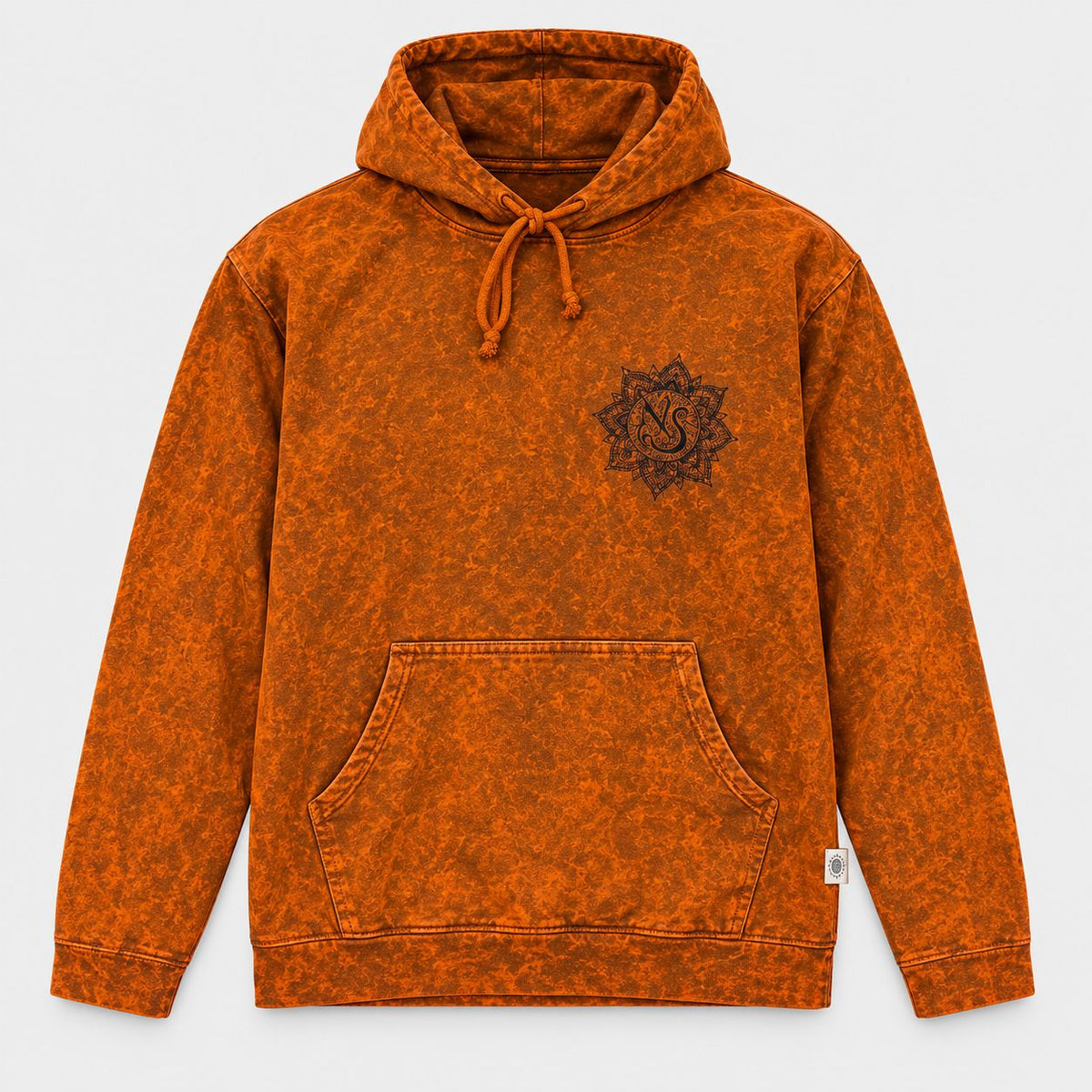 Small Stone Washed Hoody Shirt Kangaroo Pocket - Burnt Orange